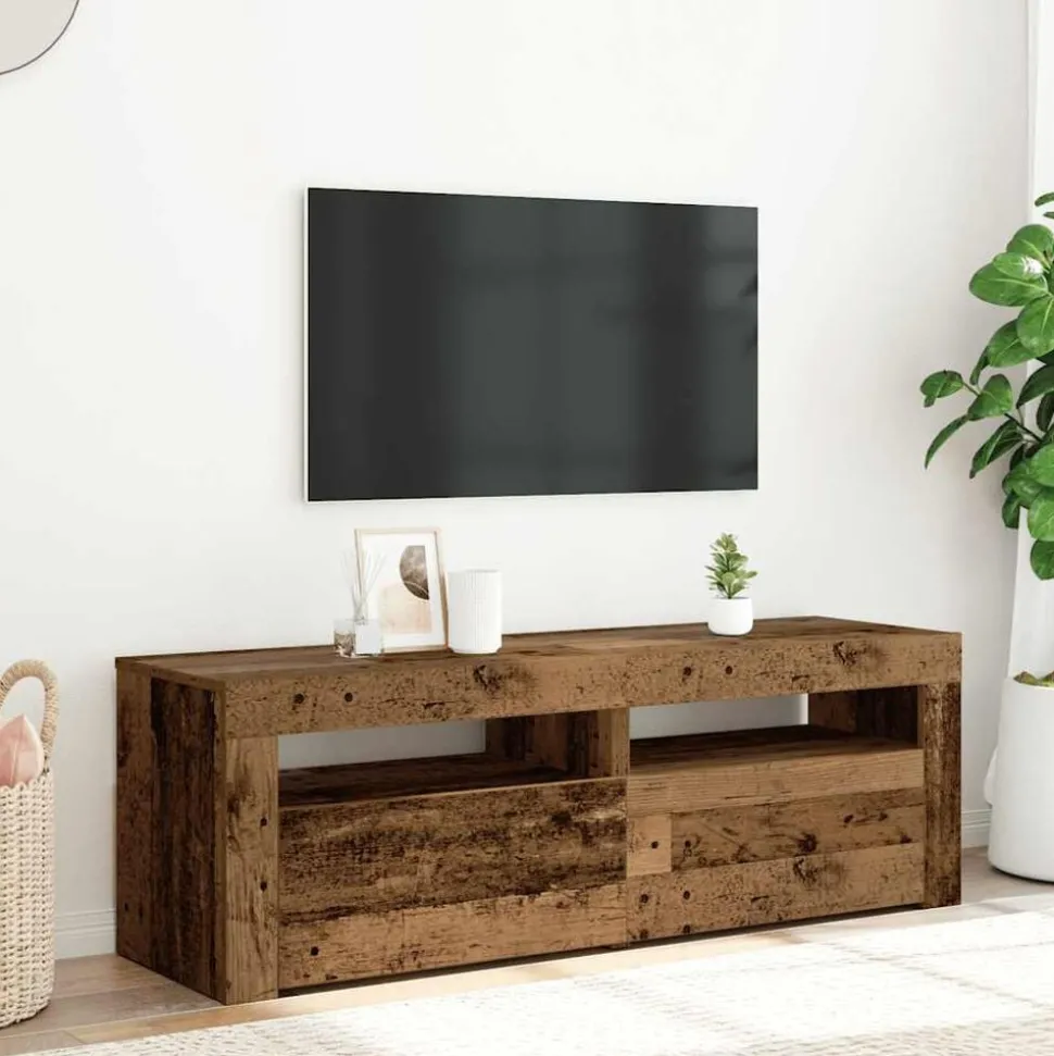 vidaXL Tv-meubel met LED 120x35x40 cm bewerkt hout oud hout