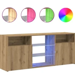 vidaXL Tv-meubel met LED 120x30x50 cm bewerkt hout artisanaal eiken