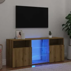 vidaXL Tv-meubel met LED 120x30x50 cm bewerkt hout artisanaal eiken