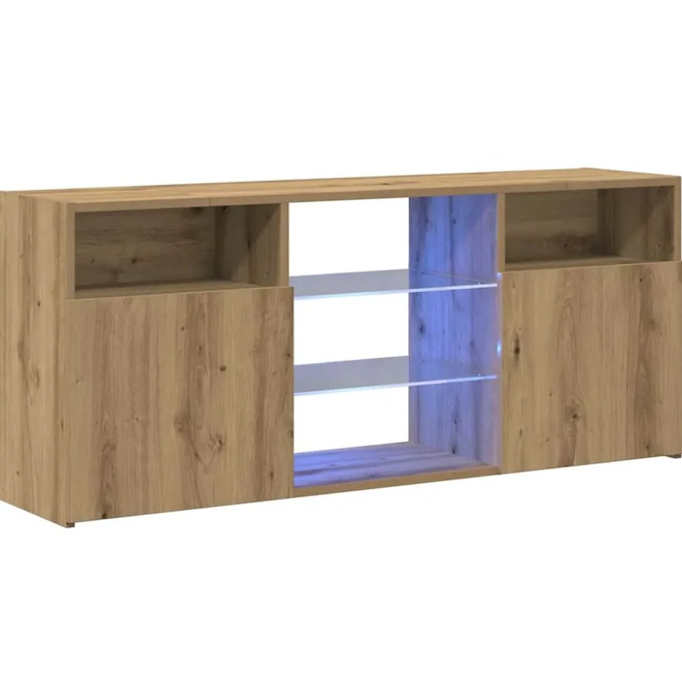 vidaXL Tv-meubel met LED 120x30x50 cm bewerkt hout artisanaal eiken