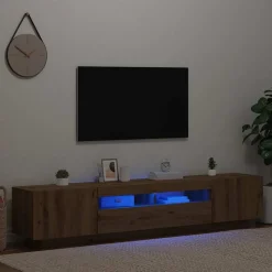 vidaXL Tv-meubel met LED 200x35x40 cm bewerkt hout artisanaal eiken