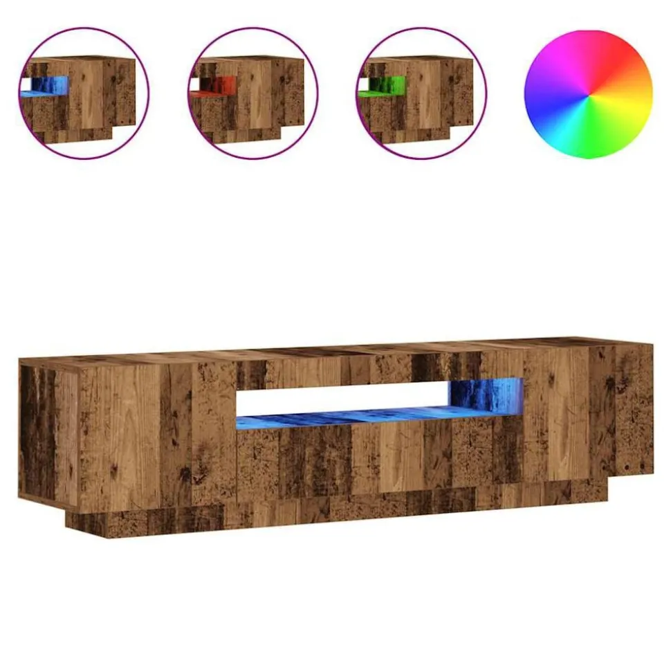 vidaXL Tv-meubel met LED 160x35x40 cm bewerkt hout oud hout