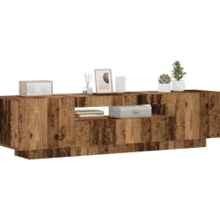 vidaXL Tv-meubel met LED 160x35x40 cm bewerkt hout oud hout