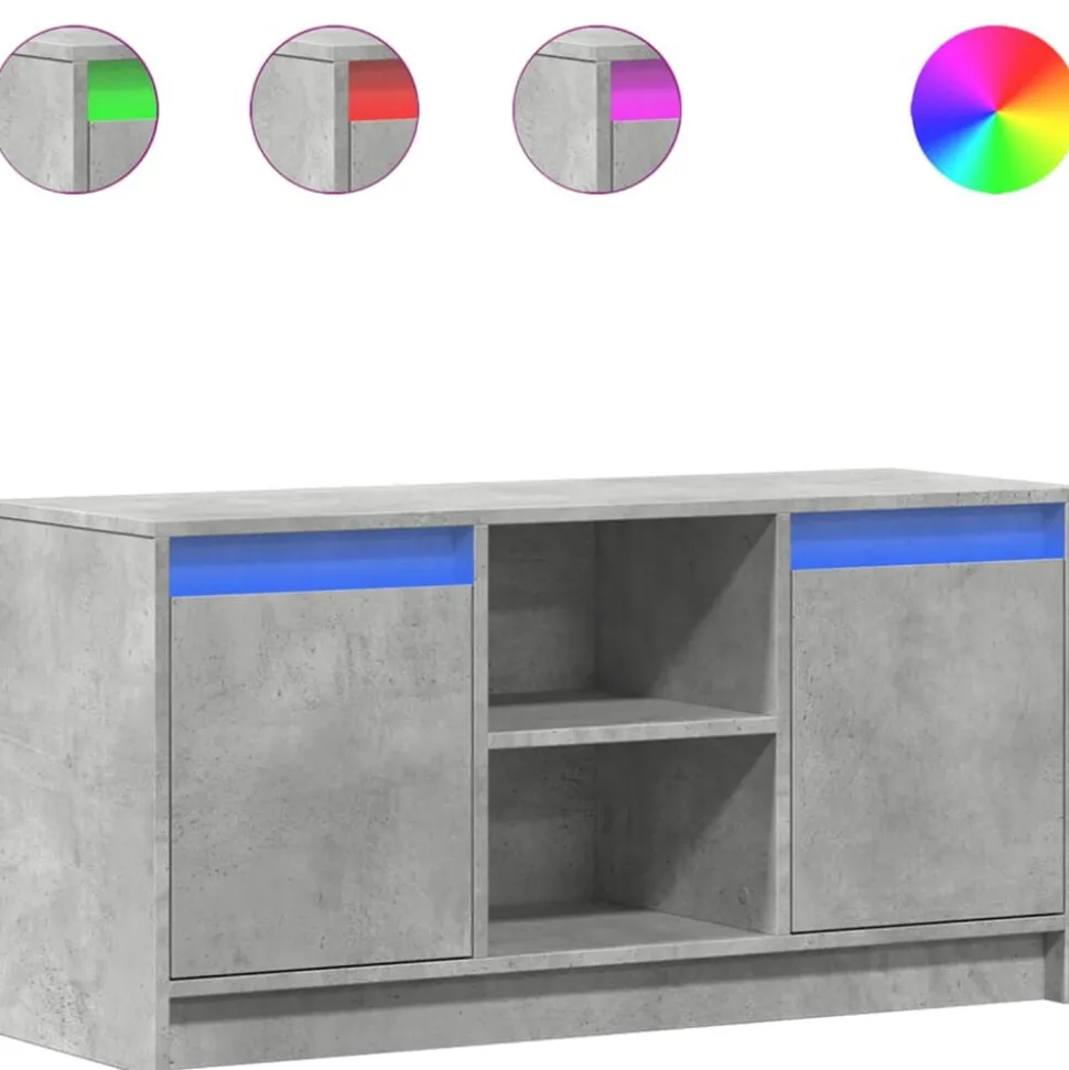 vidaXL Tv-meubel met LED 100x34x50 cm bewerkt hout betongrijs