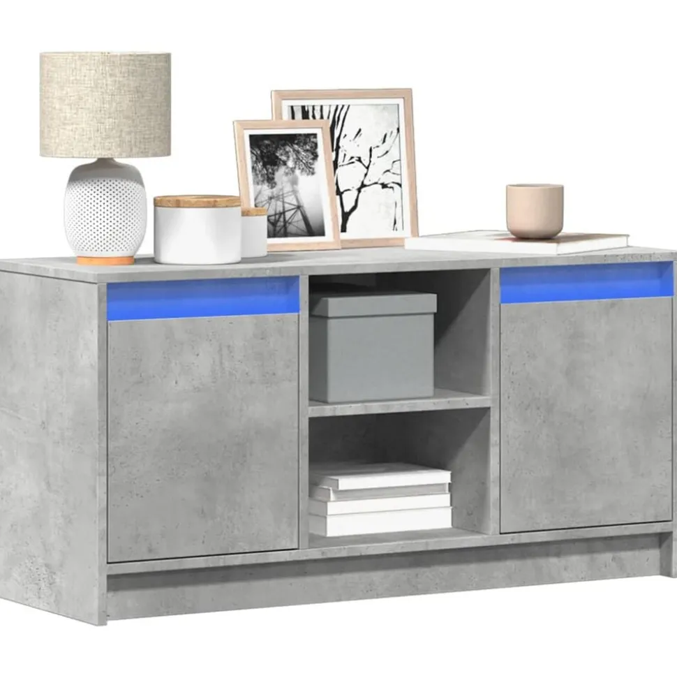 vidaXL Tv-meubel met LED 100x34x50 cm bewerkt hout betongrijs