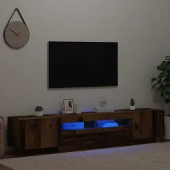 vidaXL Tv-meubel met LED 200x35x40 cm bewerkt hout oud hout