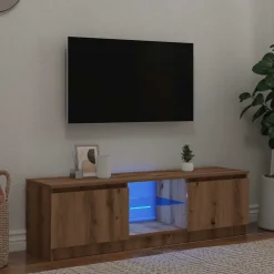 vidaXL Tv-meubel met LED 120x30x36 cm bewerkt hout artisanaal eiken