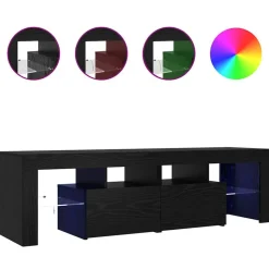 vidaXL Tv-meubel met LED 140x36,5x40 cm bewerkt hout zwart eiken