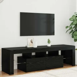 vidaXL Tv-meubel met LED 140x36,5x40 cm bewerkt hout zwart eiken