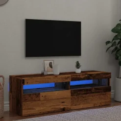 vidaXL Tv-meubel met LED 120x35x40 cm bewerkt hout oud hout