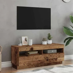 vidaXL Tv-meubel met LED 100x35x40 cm bewerkt hout oud hout