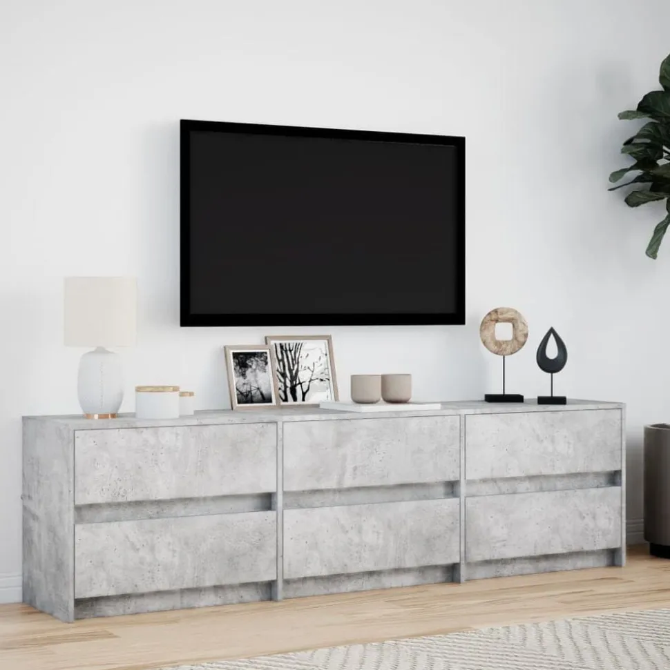 vidaXL Tv-meubel met LED 180x34x50 cm bewerkt hout betongrijs