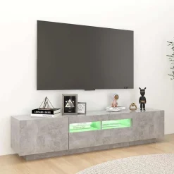 vidaXL Tv-meubel met LED-verlichting 180x35x40 cm betongrijs