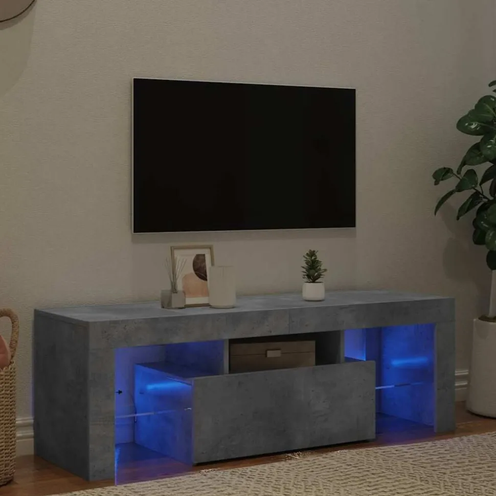 vidaXL Tv-meubel met LED-verlichting 120x35x40 cm betongrijs