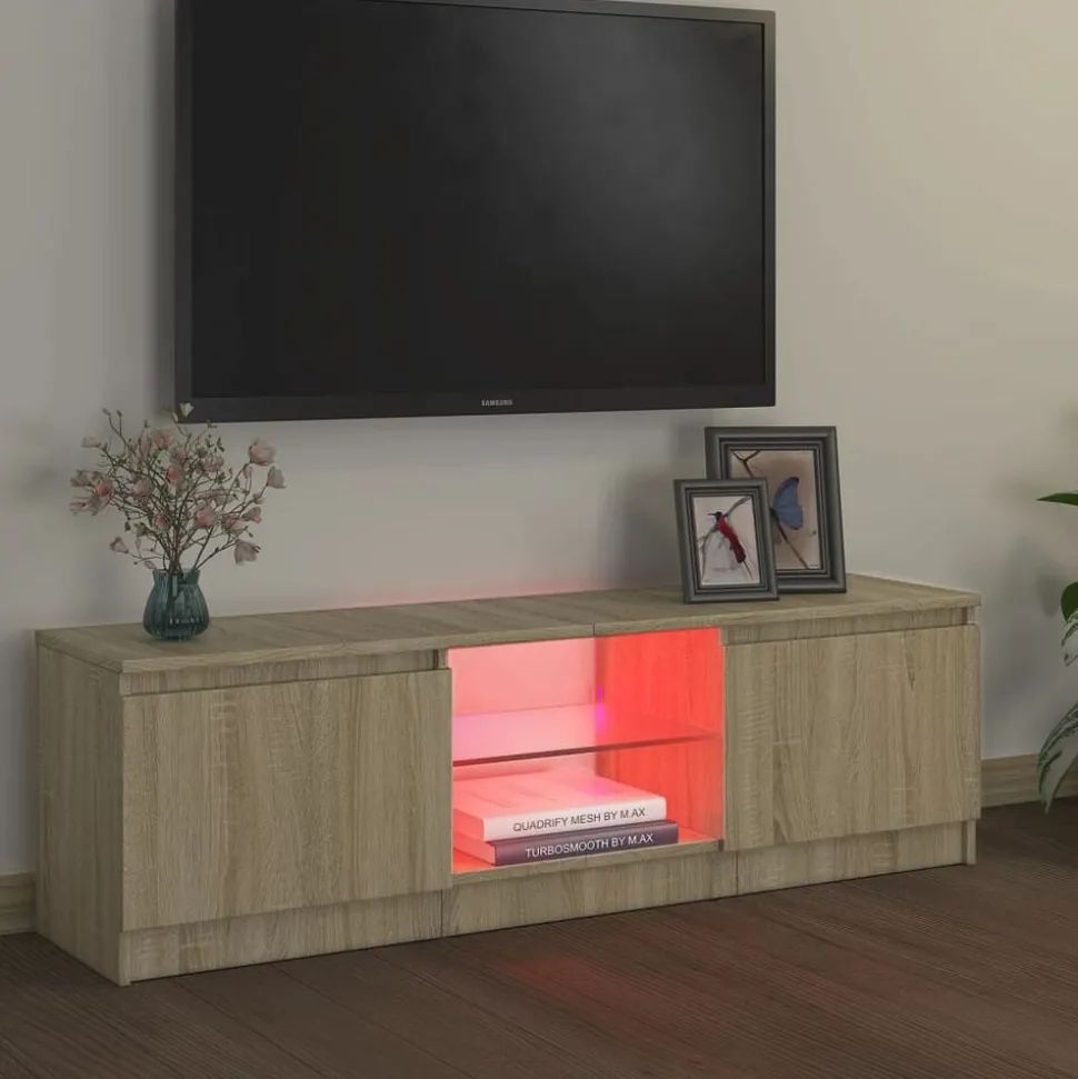 vidaXL Tv-meubel met LED-verlichting 120x30x36 cm sonoma eikenkleur