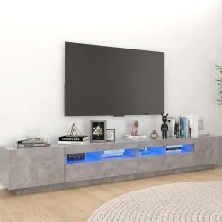 vidaXL Tv-meubel met LED-verlichting 260x35x40 cm betongrijs