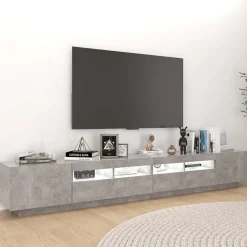 vidaXL Tv-meubel met LED-verlichting 260x35x40 cm betongrijs