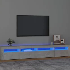 vidaXL Tv-meubel met LED-verlichting 240x35x40 cm betongrijs