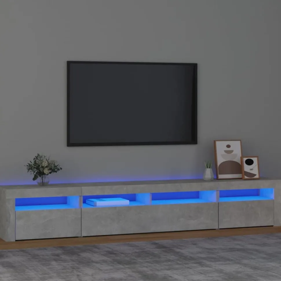 vidaXL Tv-meubel met LED-verlichting 240x35x40 cm betongrijs