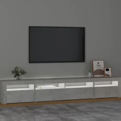 vidaXL Tv-meubel met LED-verlichting 240x35x40 cm betongrijs