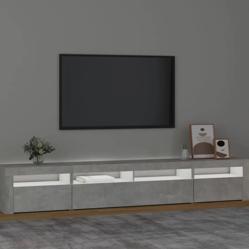 vidaXL Tv-meubel met LED-verlichting 240x35x40 cm betongrijs