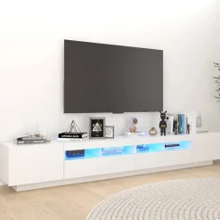 vidaXL Tv-meubel met LED-verlichting 260x35x40 cm wit