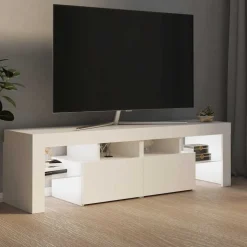 vidaXL Tv-meubel met LED-verlichting 140x36,5x40 cm wit