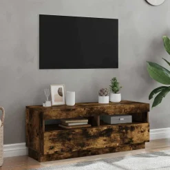 vidaXL Tv-meubel met LED-verlichting 100x35x40 cm gerookt eikenkleurig