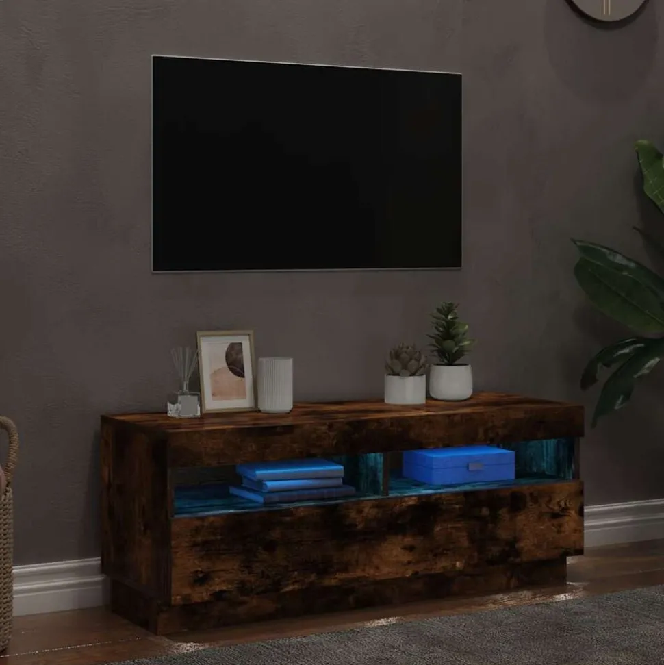 vidaXL Tv-meubel met LED-verlichting 100x35x40 cm gerookt eikenkleurig