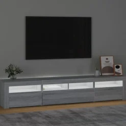 vidaXL Tv-meubel met LED-verlichting 210x35x40 cm grijs sonoma eiken