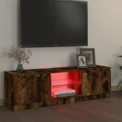 vidaXL Tv-meubel met LED-verlichting 120x30x36 cm gerookt eikenkleur