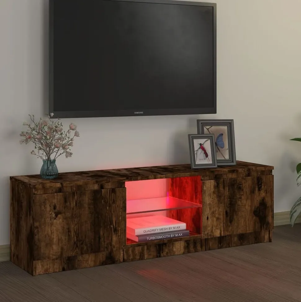 vidaXL Tv-meubel met LED-verlichting 120x30x36 cm gerookt eikenkleur