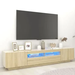 vidaXL Tv-meubel met LED-verlichting 200x35x40 cm sonoma eikenkleurig
