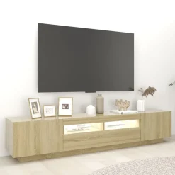 vidaXL Tv-meubel met LED-verlichting 200x35x40 cm sonoma eikenkleurig