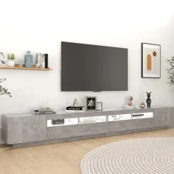 vidaXL Tv-meubel met LED-verlichting 300x35x40 cm betongrijs
