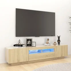 vidaXL Tv-meubel met LED-verlichting 180x35x40 cm sonoma eikenkleurig