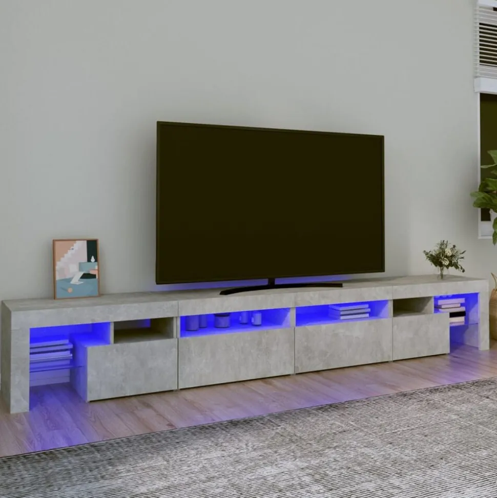 vidaXL Tv-meubel met LED-verlichting 260x36,5x40 cm betongrijs