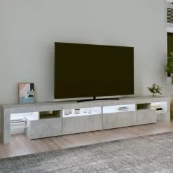 vidaXL Tv-meubel met LED-verlichting 260x36,5x40 cm betongrijs