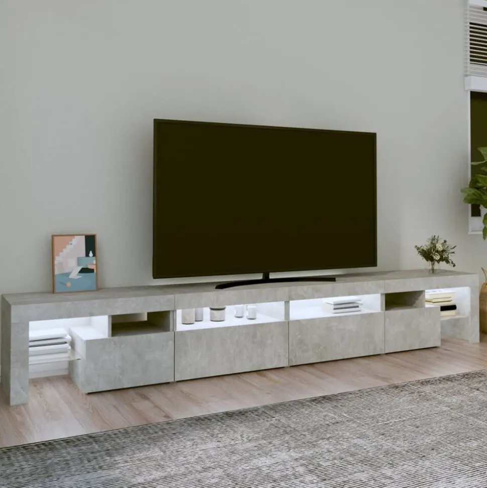 vidaXL Tv-meubel met LED-verlichting 260x36,5x40 cm betongrijs