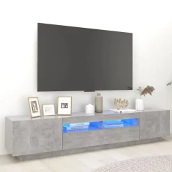vidaXL Tv-meubel met LED-verlichting 200x35x40 cm betongrijs