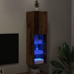 vidaXL Tv-meubel met LED-verlichting 30,5x30x102 cm oud houtkleurig