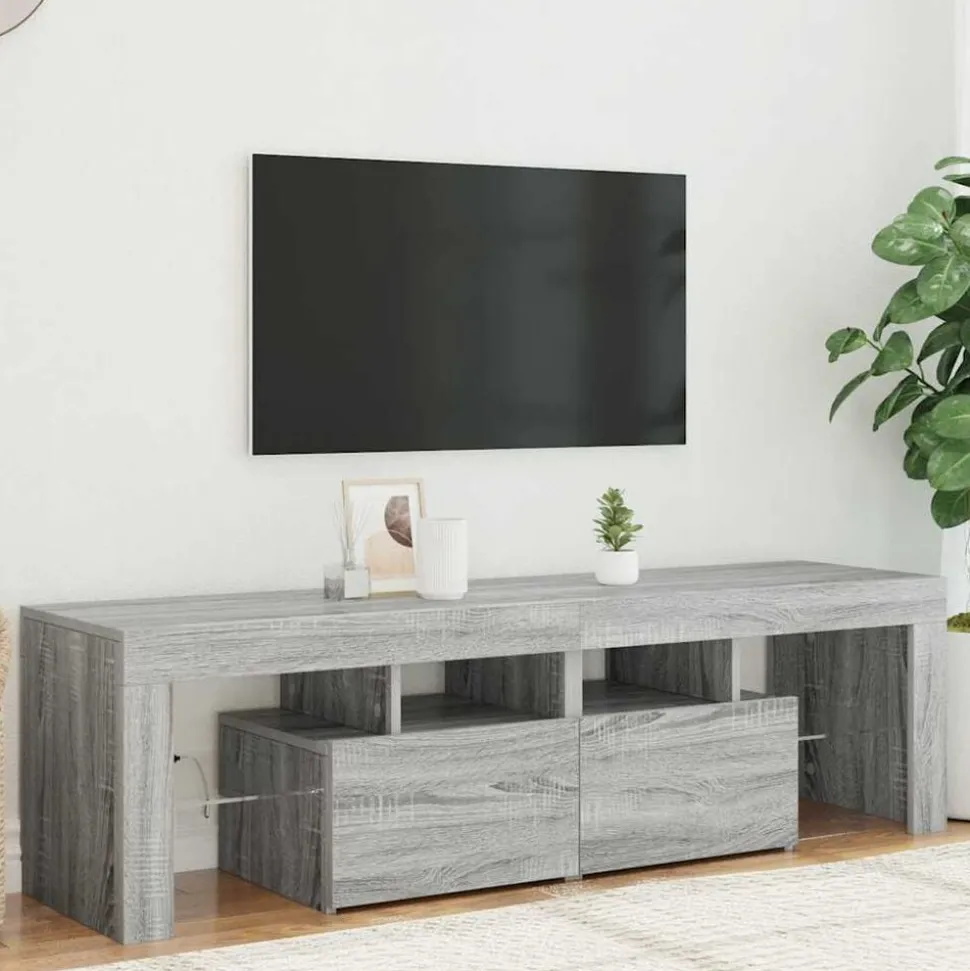 vidaXL Tv-meubel met LED-verlichting 140x36,5x40 cm grijs sonoma eiken