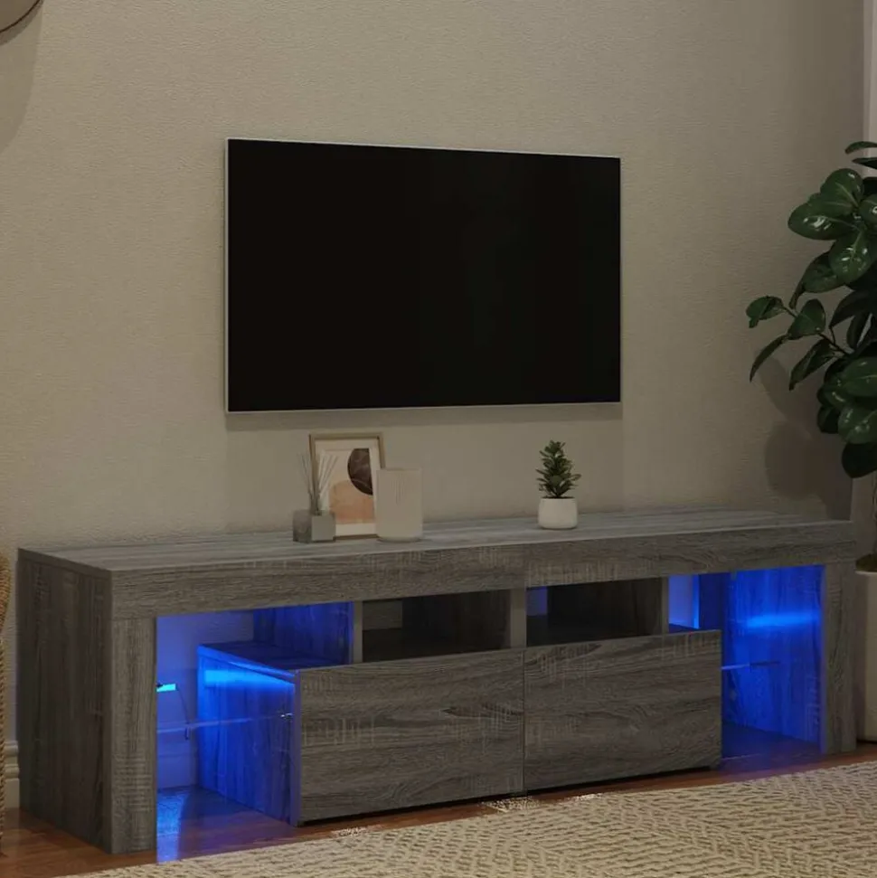 vidaXL Tv-meubel met LED-verlichting 140x36,5x40 cm grijs sonoma eiken