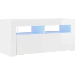 vidaXL Tv-meubel met LED-verlichting 90x35x40 cm hoogglans wit