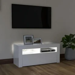 vidaXL Tv-meubel met LED-verlichting 90x35x40 cm hoogglans wit