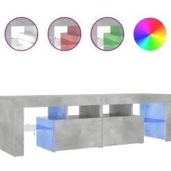 vidaXL Tv-meubel met LED-verlichting 140x36,5x40 cm betongrijs
