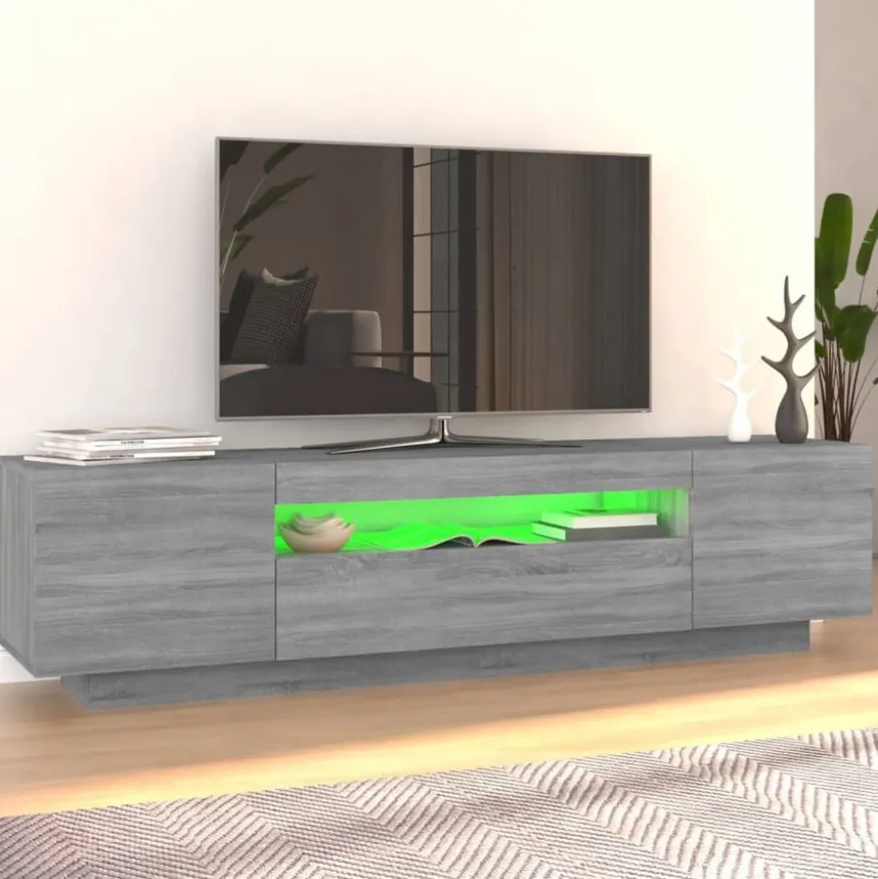 vidaXL Tv-meubel met LED-verlichting 160x35x40 cm grijs sonoma eiken