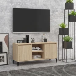 vidaXL Tv-meubel met metalen poten 103,5x35x50 cm sonoma eikenkleurig