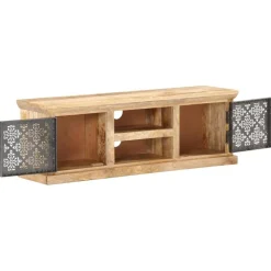 vidaXL Tv-meubel met stalen deuren 120x30x40 cm massief mangohout