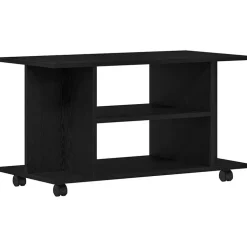 vidaXL TV-meubel met wielen Zwarte eik 80x40x45 cm Engineered Wood